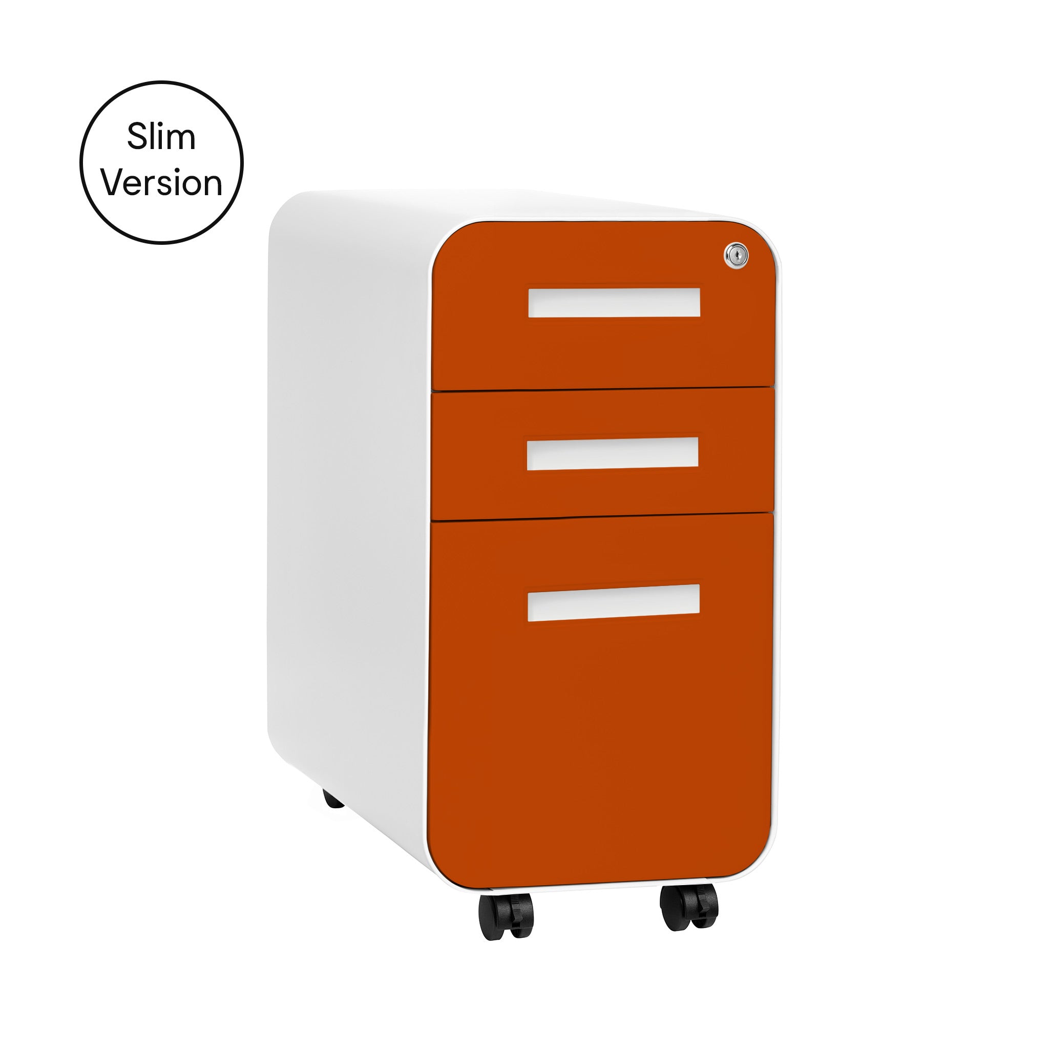 Slim File Rack Stockpile Slim 3-Drawer File Cabinet (Orange Faceplate) – Laura Furniture