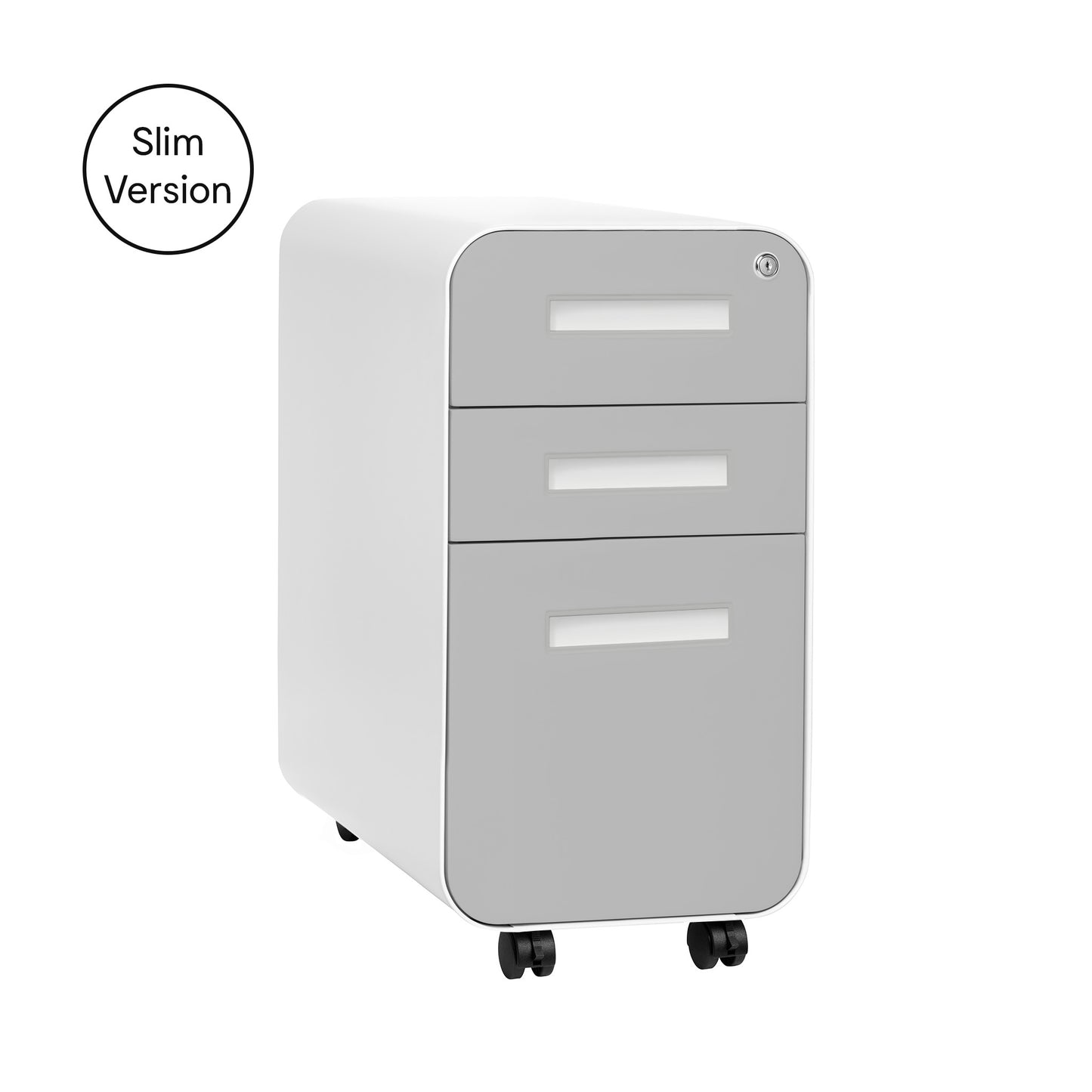 Stockpile Slim 3-Drawer File Cabinet (Light Grey Faceplate)