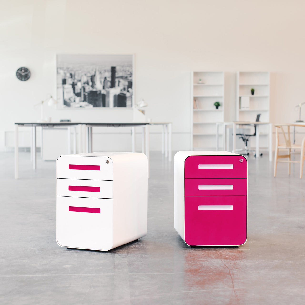 Stockpile Curve File Cabinet (White/Hot Pink)