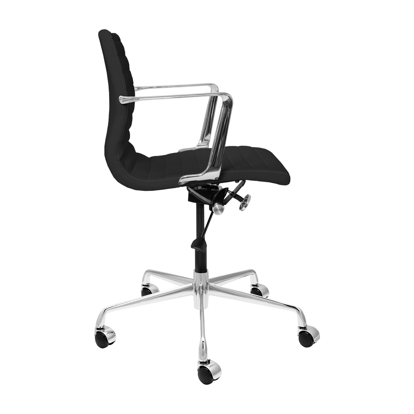 Pacific Ribbed Office Chair (Black Italian Leather)