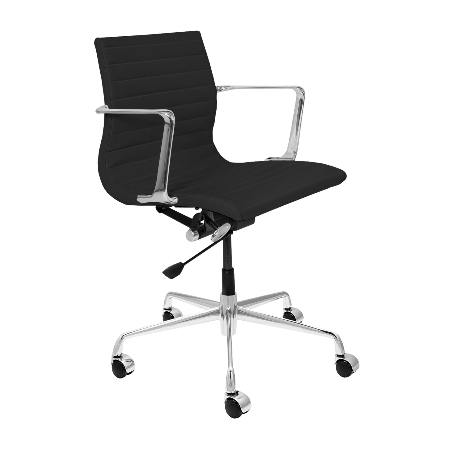 Pacific Ribbed Office Chair (Black Italian Leather)