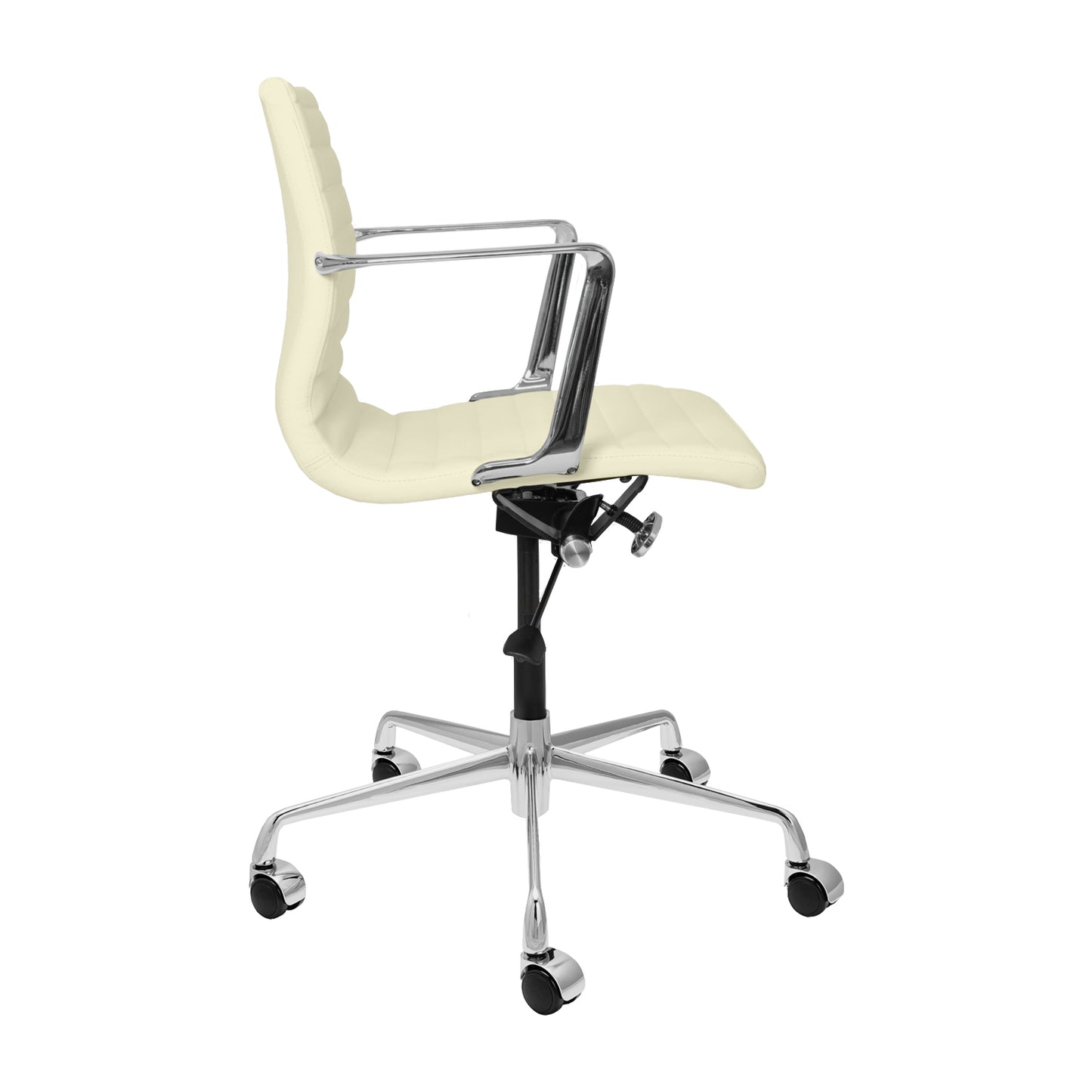 Pacific Ribbed Office Chair (Ivory Italian Leather)