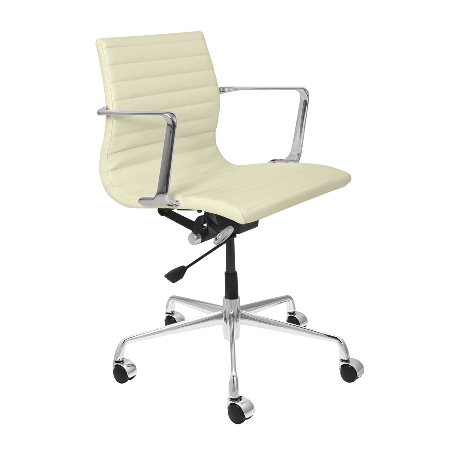 Pacific Ribbed Office Chair (Ivory Italian Leather)