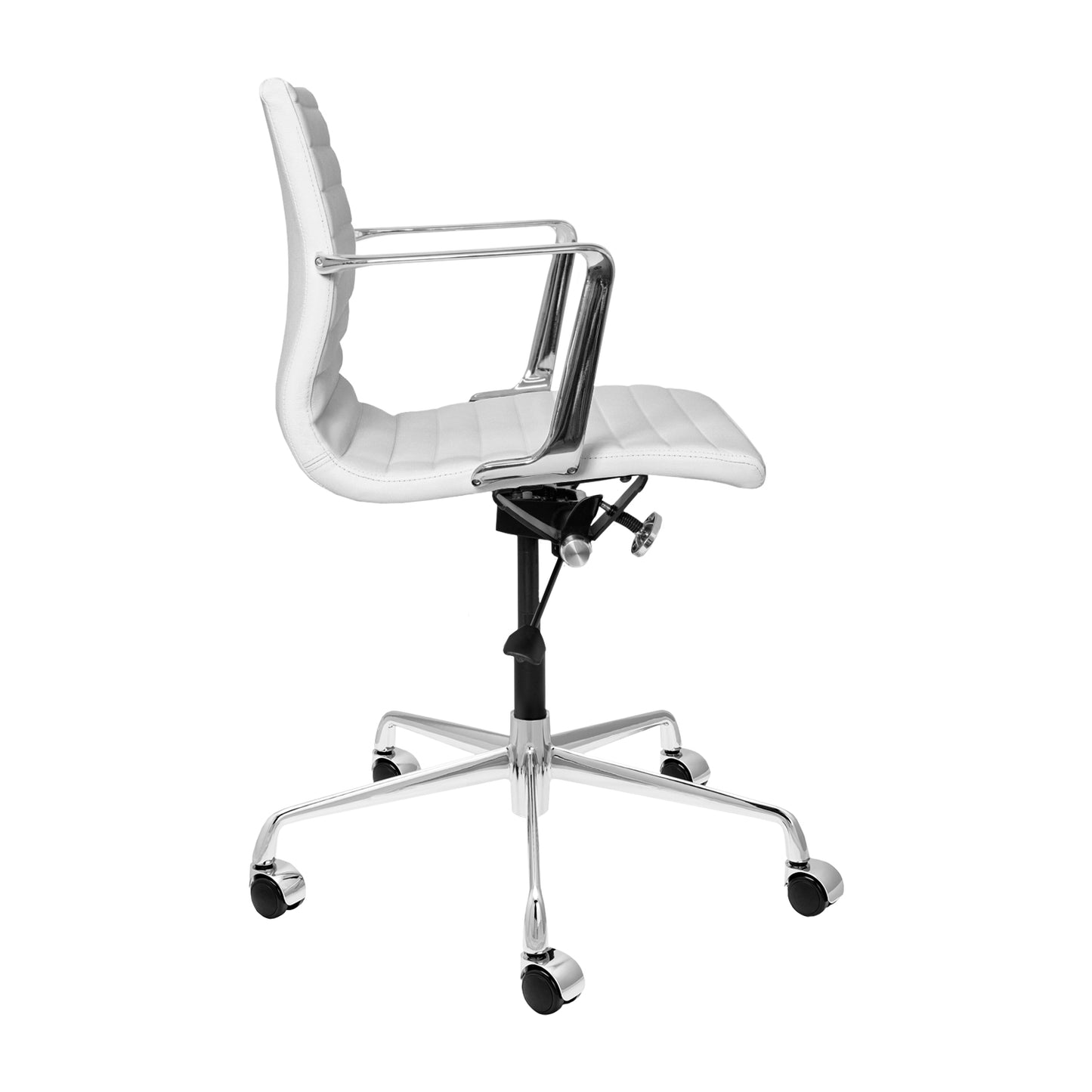 Pacific Ribbed Office Chair (White Italian Leather)