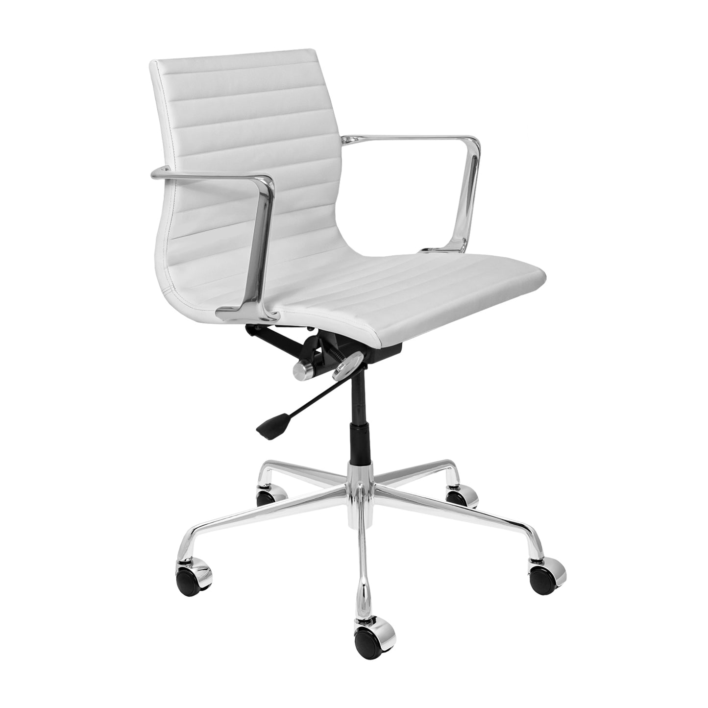 Pacific Ribbed Office Chair (White Italian Leather)