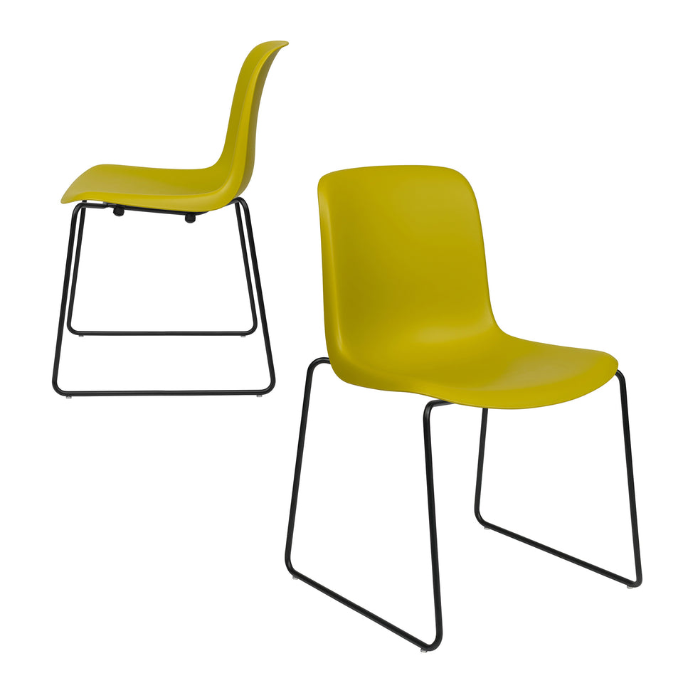 Murray Stackable Side Chairs, Sled Base, Set of 2 (Yellow)