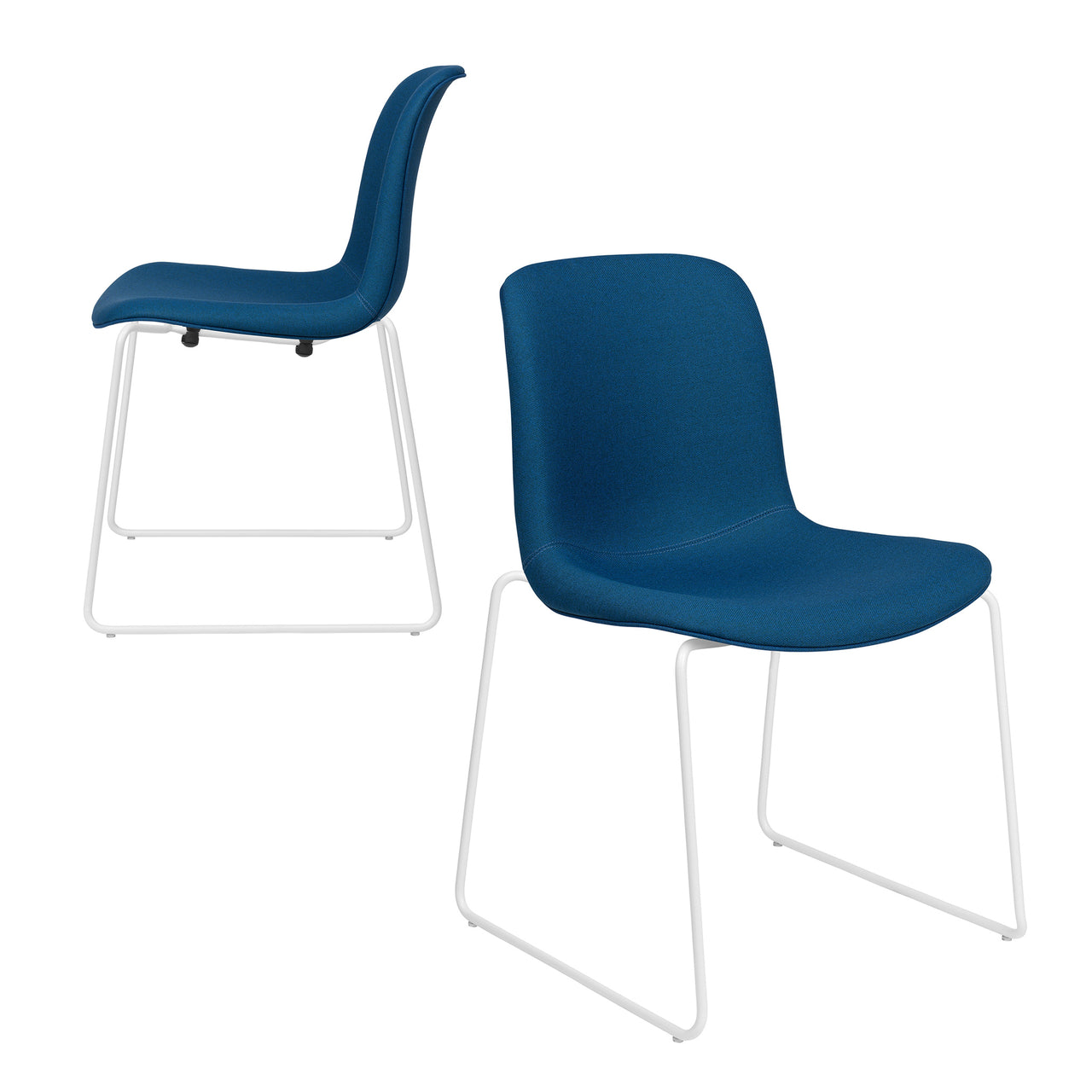 Murray Stackable Side Chairs, Sled Base, Set of 2 (Blue Fabric)