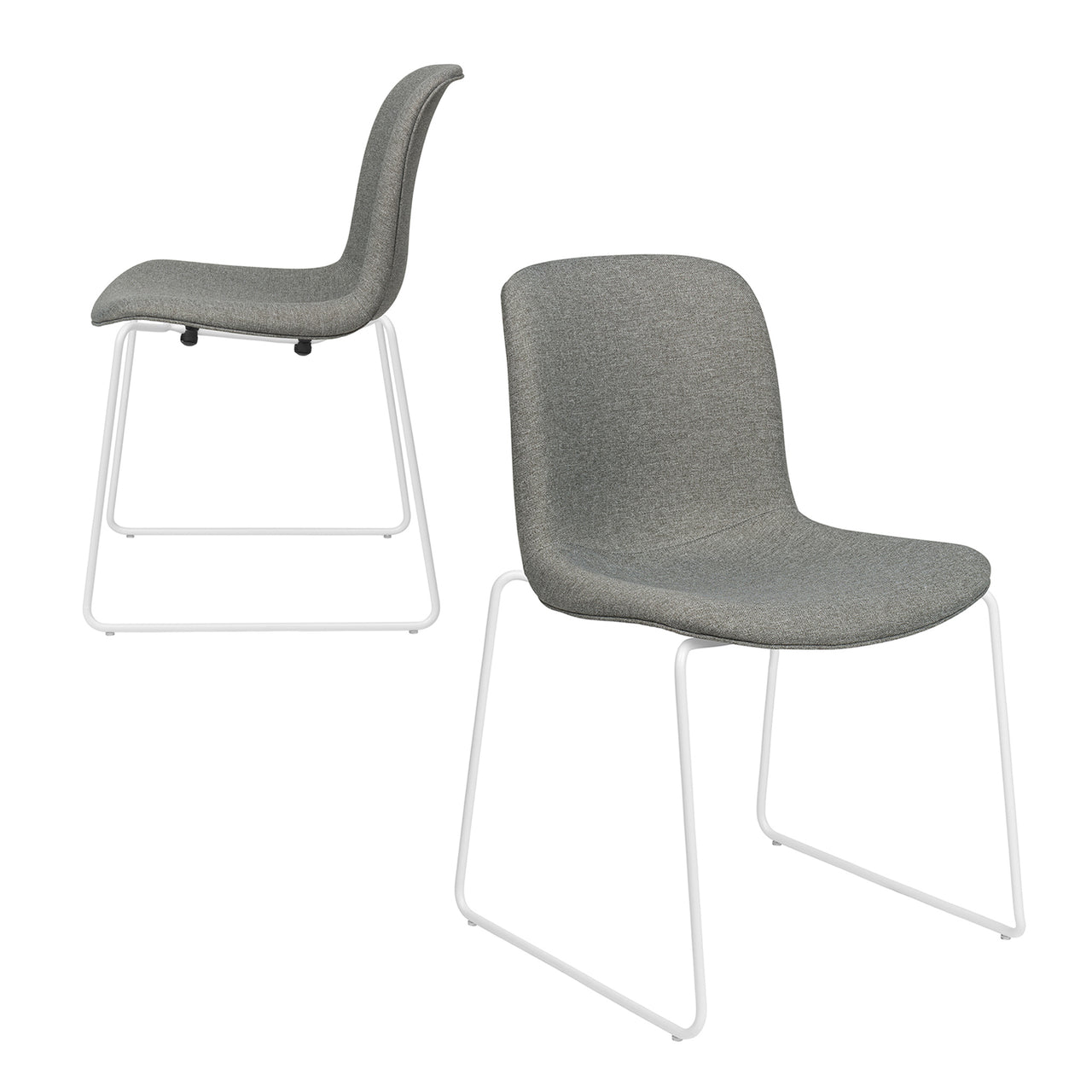 Murray Stackable Side Chairs, Sled Base, Set of 2 (Grey Fabric)