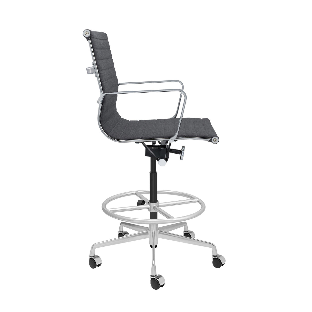 Classic SOHO Ribbed Drafting Chair (Charcoal Fabric)