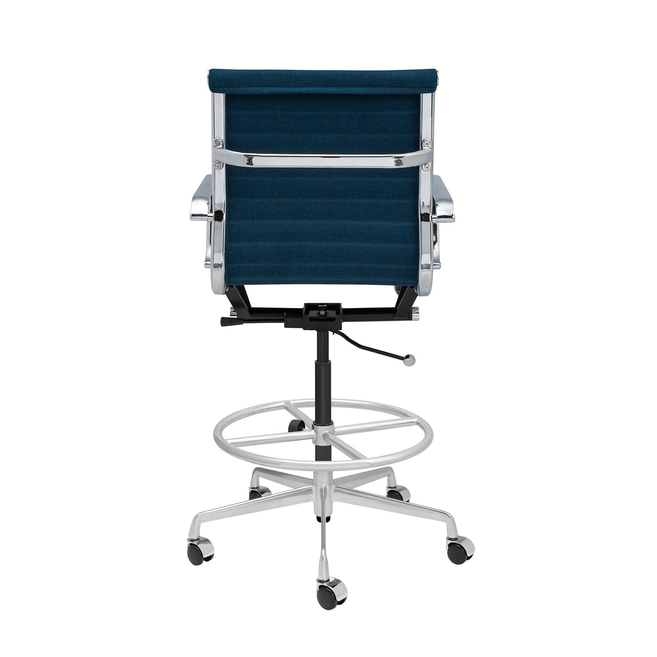 Classic SOHO Ribbed Drafting Chair (Dark Blue Fabric)