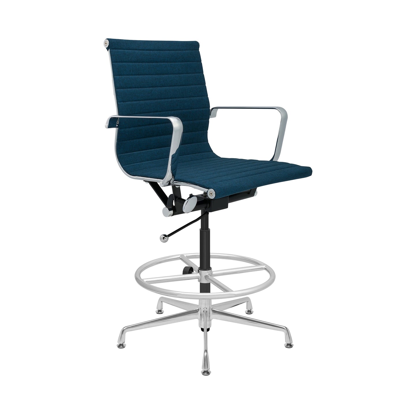 Classic SOHO Ribbed Drafting Chair (Dark Blue Fabric)