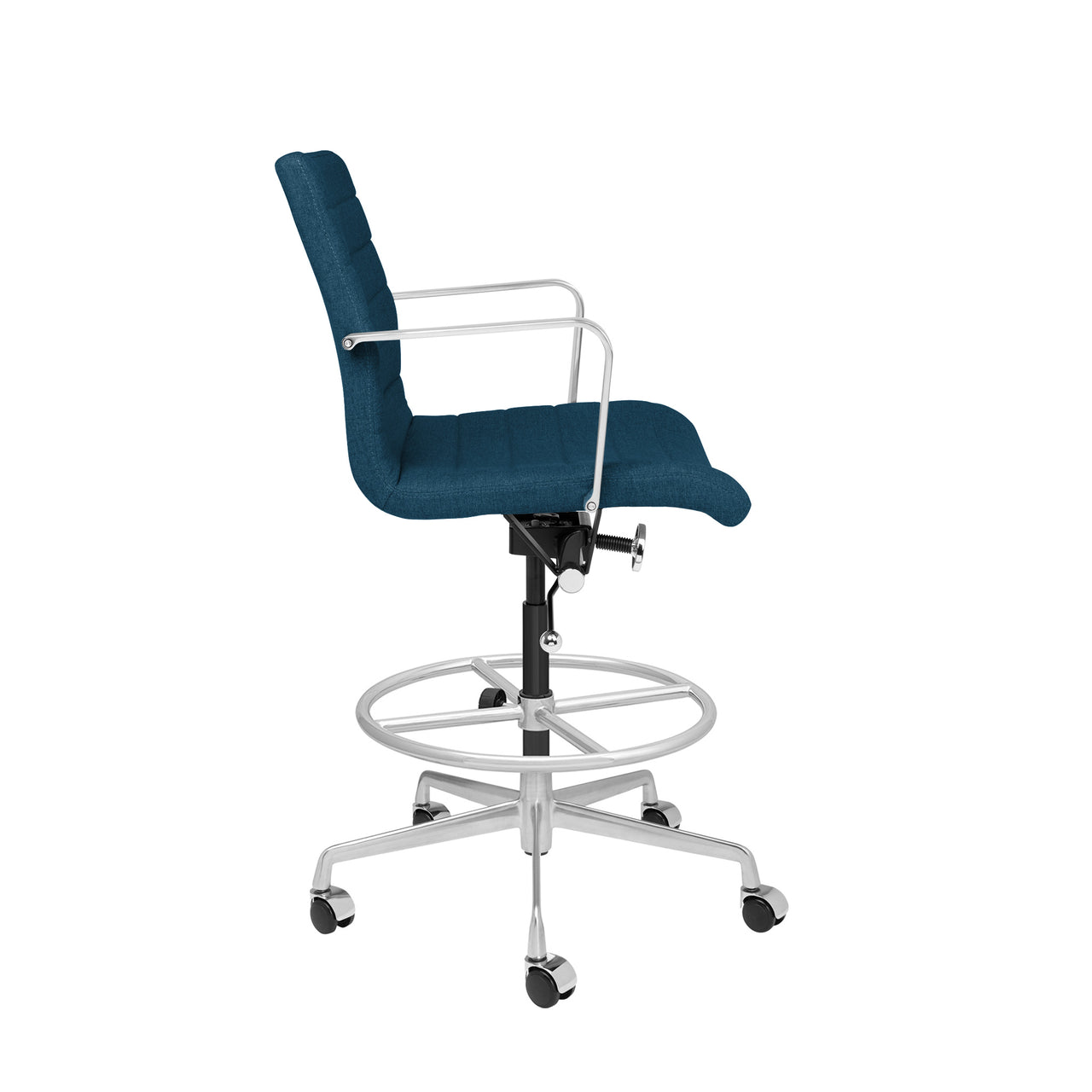 SOHO II Ribbed Drafting Chair (Dark Blue Fabric)