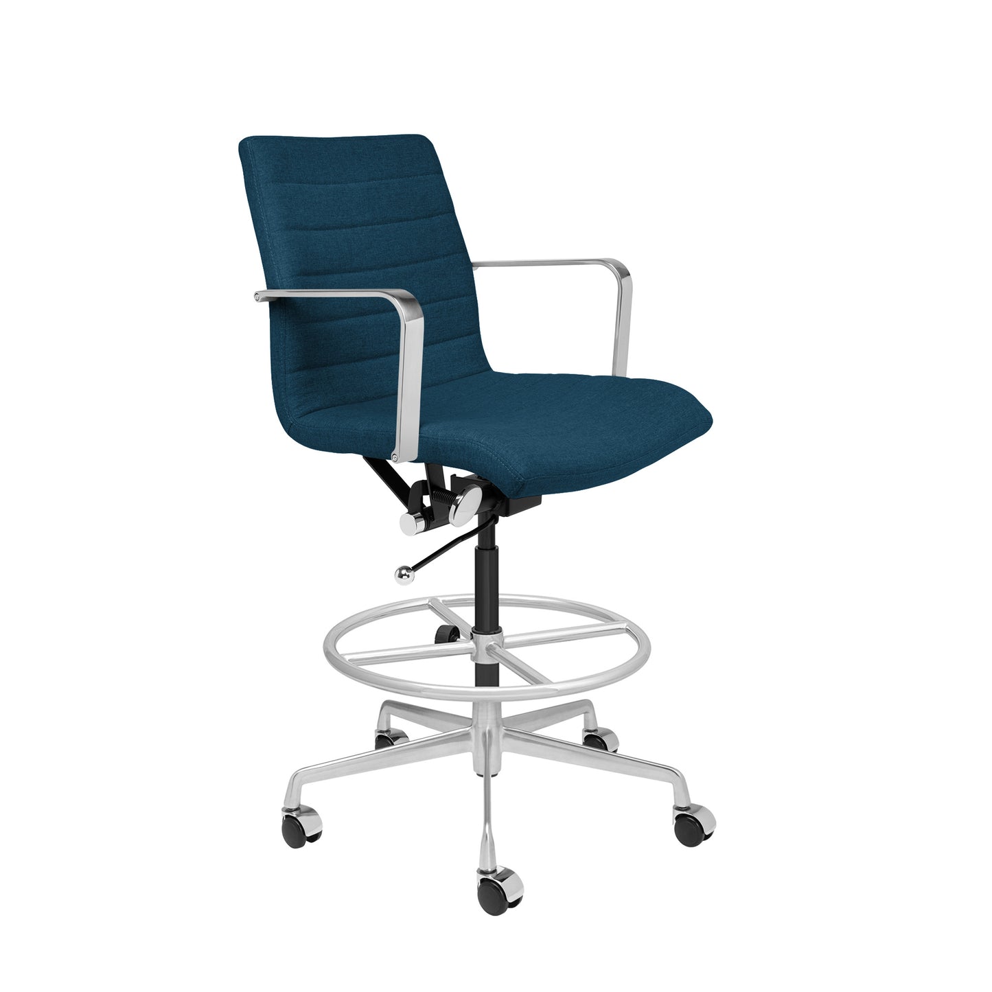 SOHO II Ribbed Drafting Chair (Dark Blue Fabric)
