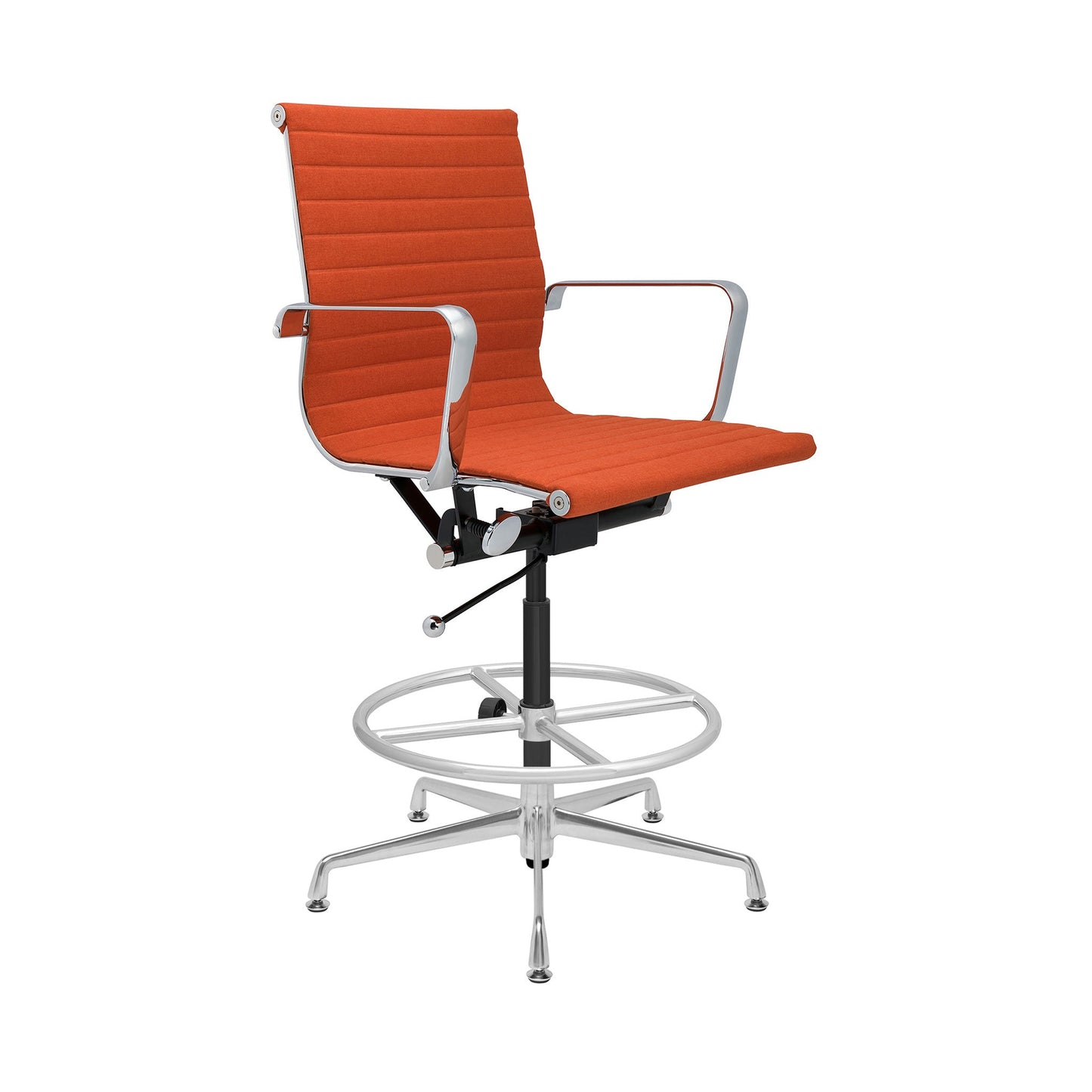 Classic SOHO Ribbed Drafting Chair (Orange Fabric)