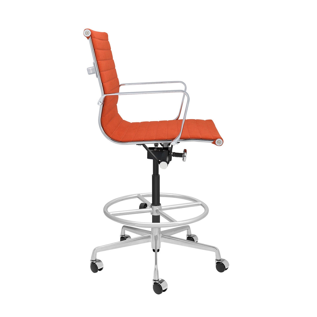 Classic SOHO Ribbed Drafting Chair (Orange Fabric)
