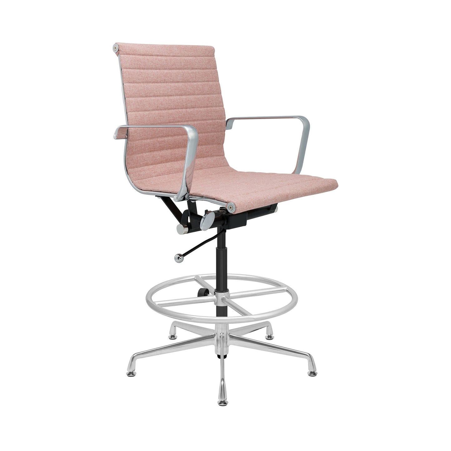 Classic SOHO Ribbed Drafting Chair (Coral Pink Fabric)