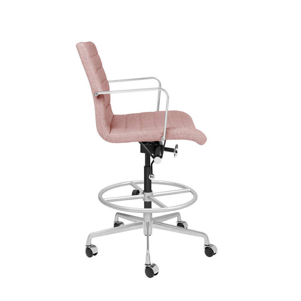 SOHO II Ribbed Drafting Chair (Coral Pink Fabric)