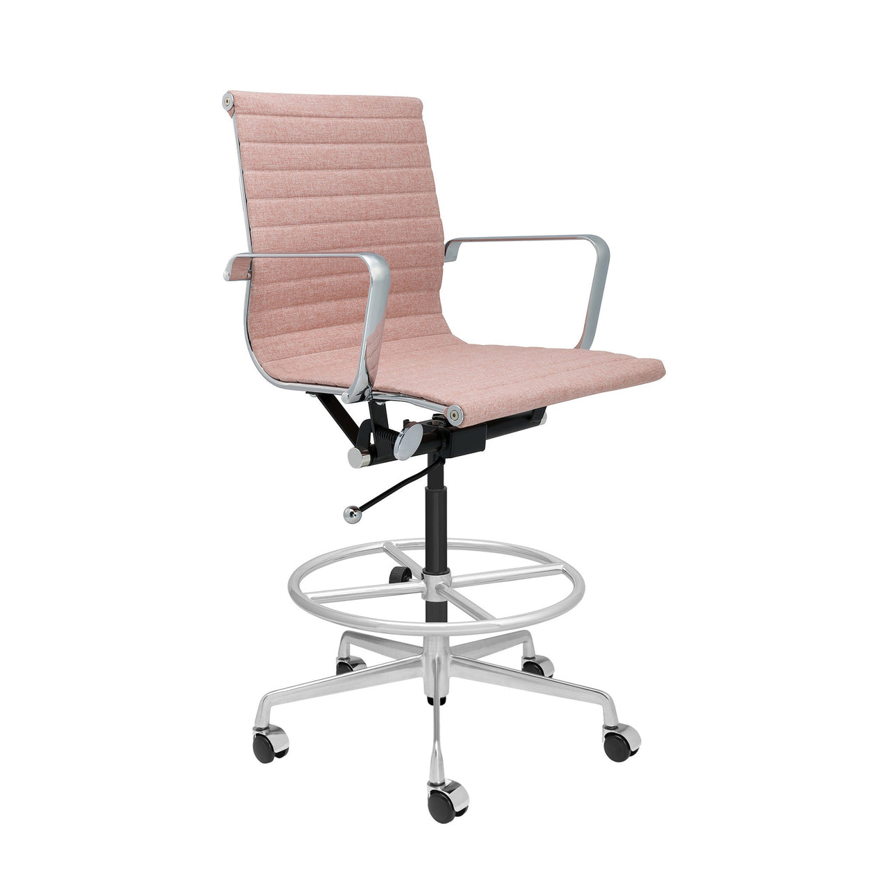 Classic SOHO Ribbed Drafting Chair (Coral Pink Fabric)