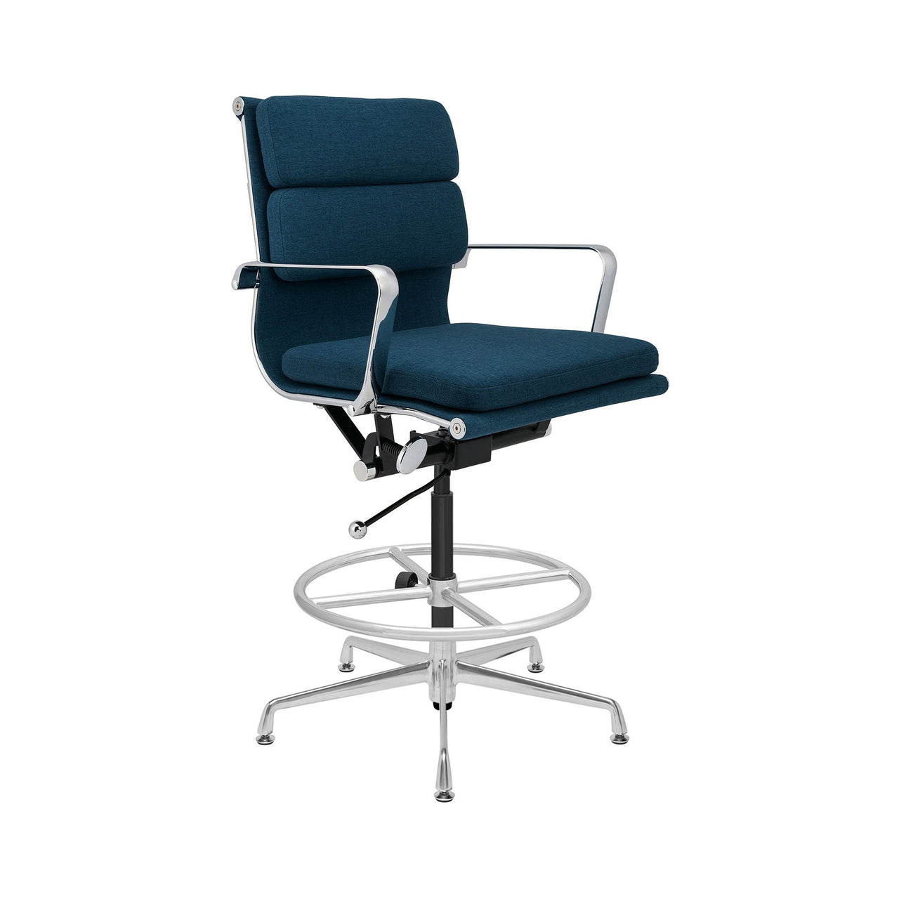 Classic SOHO Soft Padded Drafting Chair (Dark Blue Fabric)