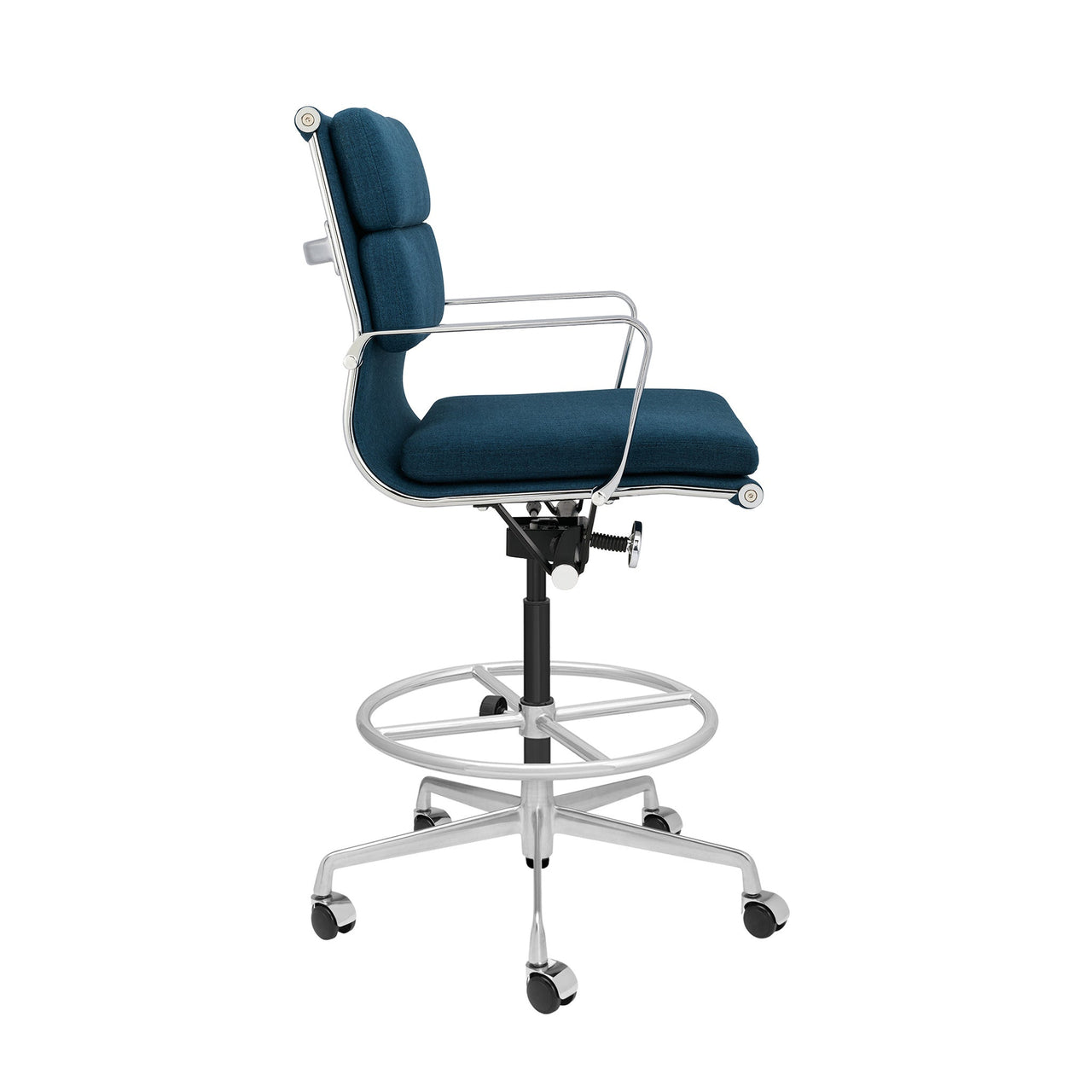 Classic SOHO Soft Padded Drafting Chair (Dark Blue Fabric)
