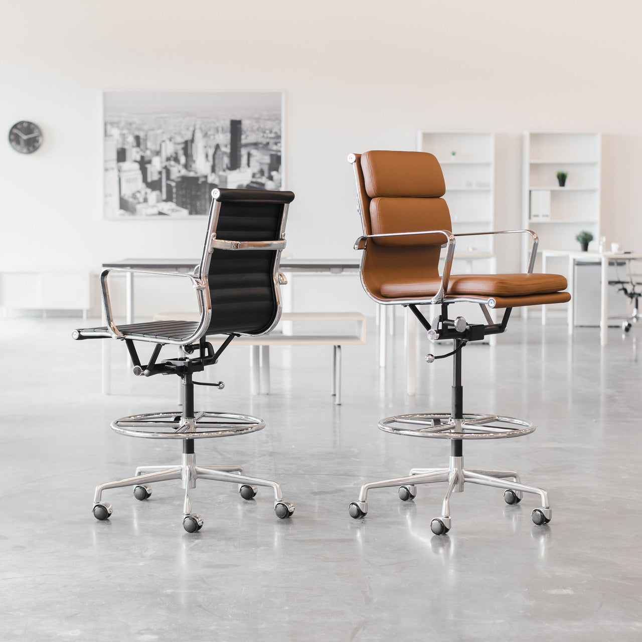 Classic SOHO Ribbed Drafting Chair (White)