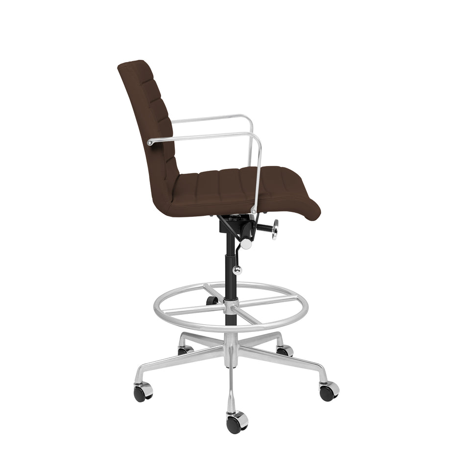 SOHO II Ribbed Drafting Chair (Dark Brown)