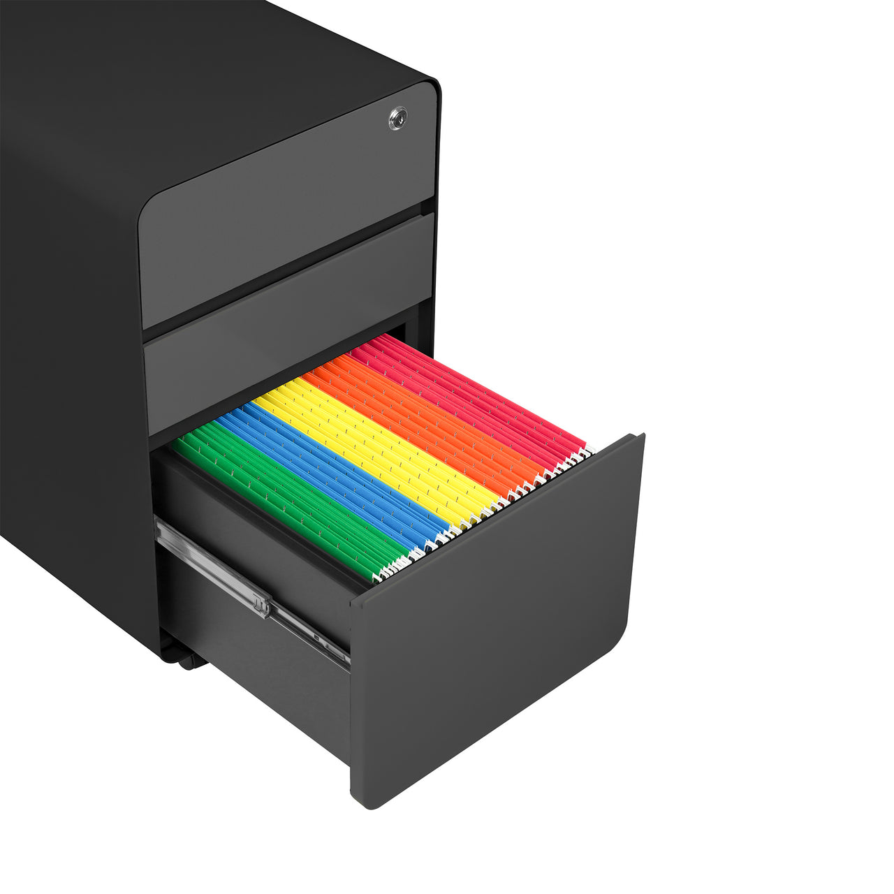 Stockpile Flat 3-Drawer File Cabinet (Black/Grey)