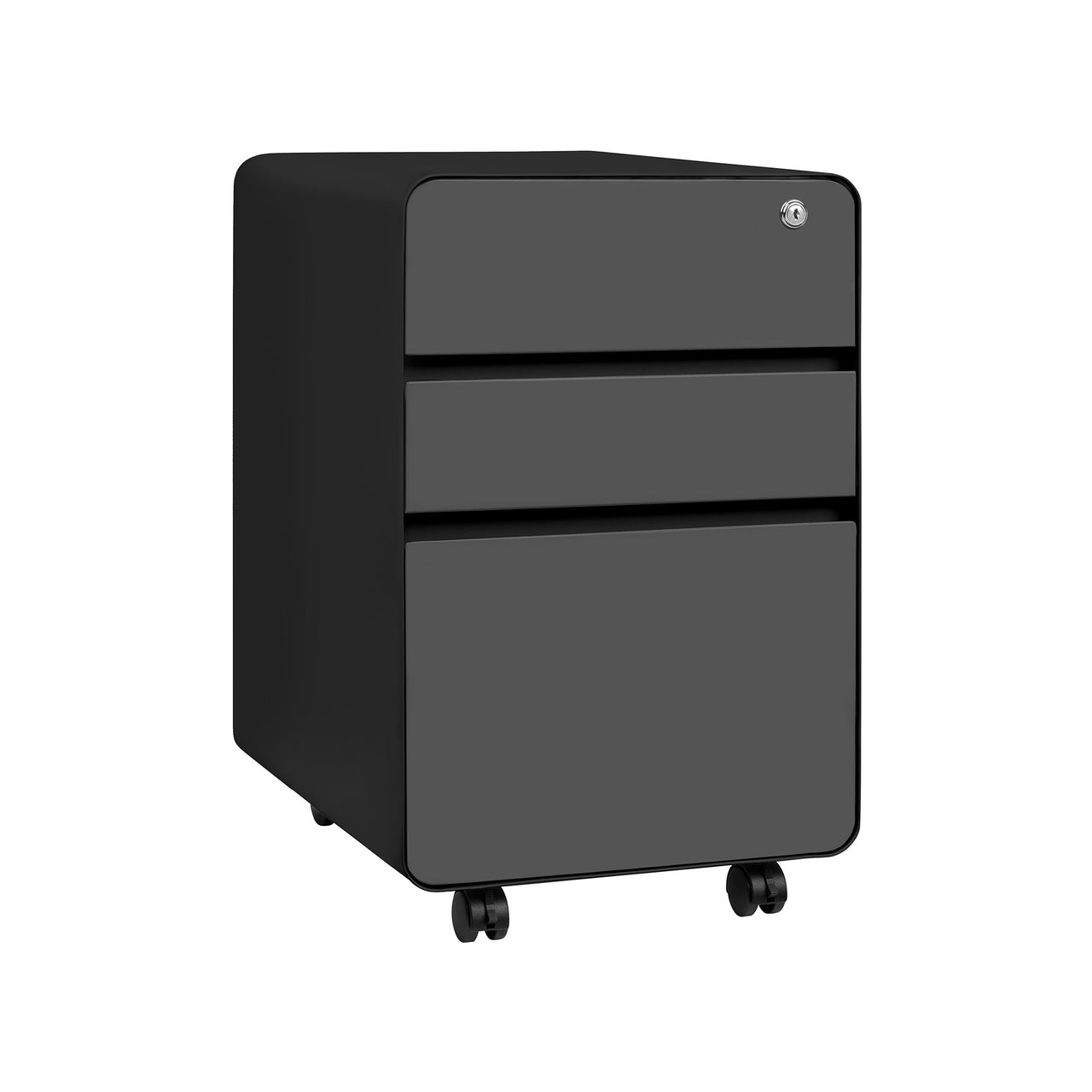 Stockpile Flat 3-Drawer File Cabinet (Black/Grey)