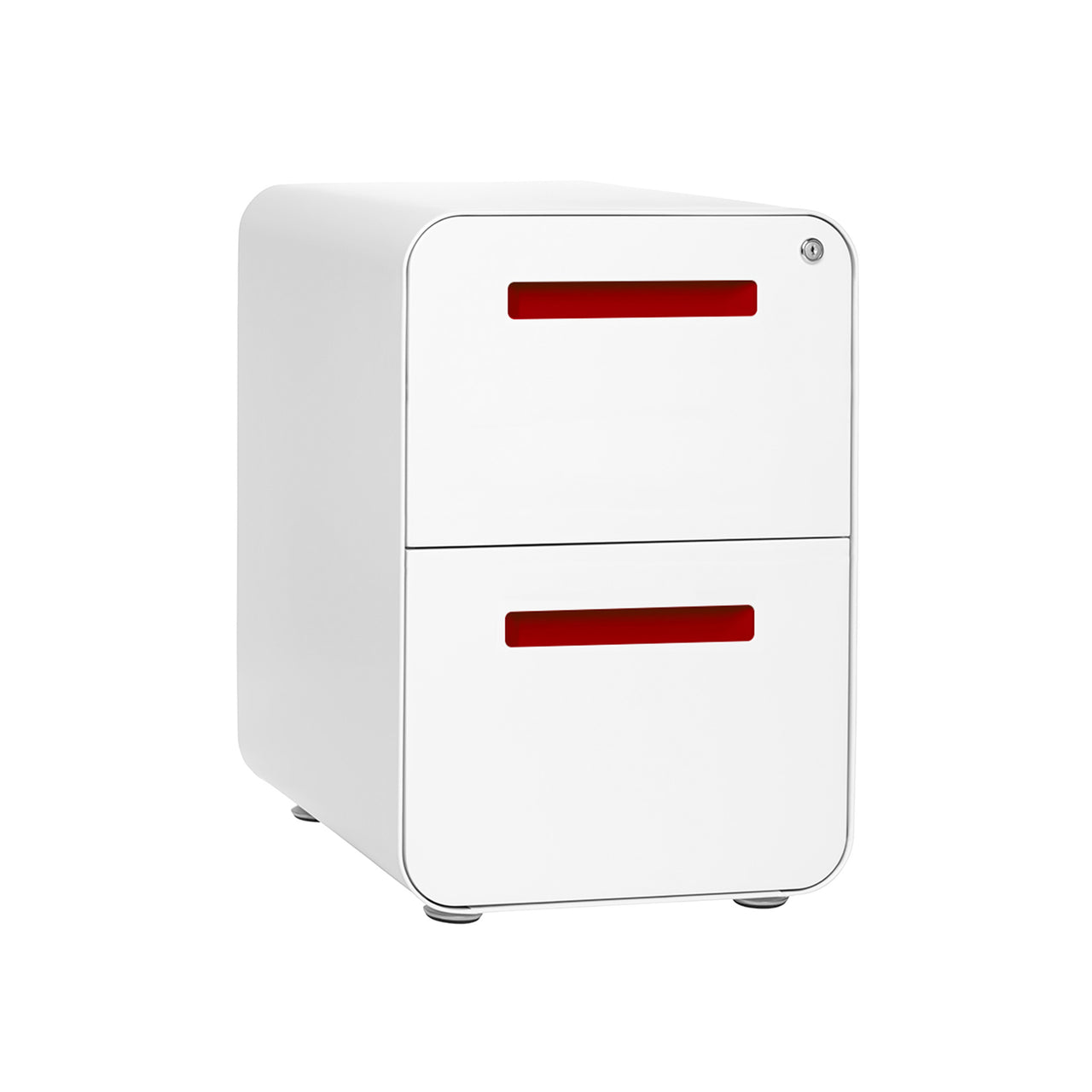 Stockpile Curve 2-Drawer File Cabinet (White/Red)