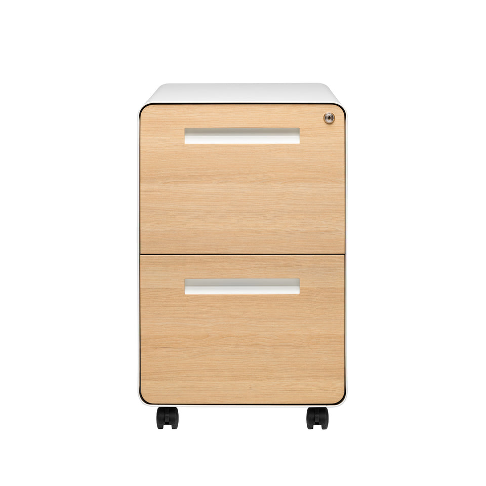 Stockpile Curve 2-Drawer File Cabinet (White/Wood Faceplate)