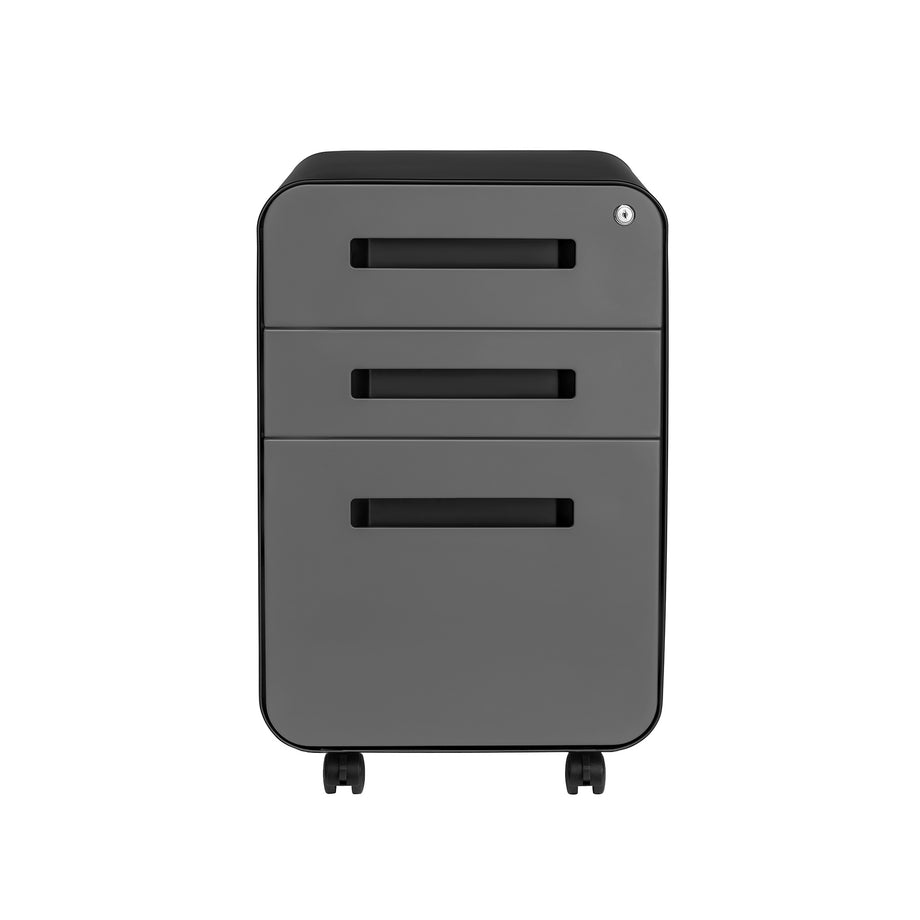 Stockpile Curve 3-Drawer File Cabinet (Black/Dark Grey Face)