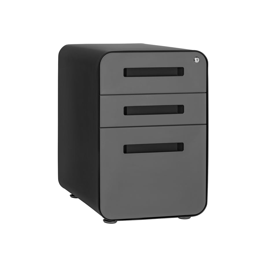 Stockpile Curve 3-Drawer File Cabinet (Black/Dark Grey Face)