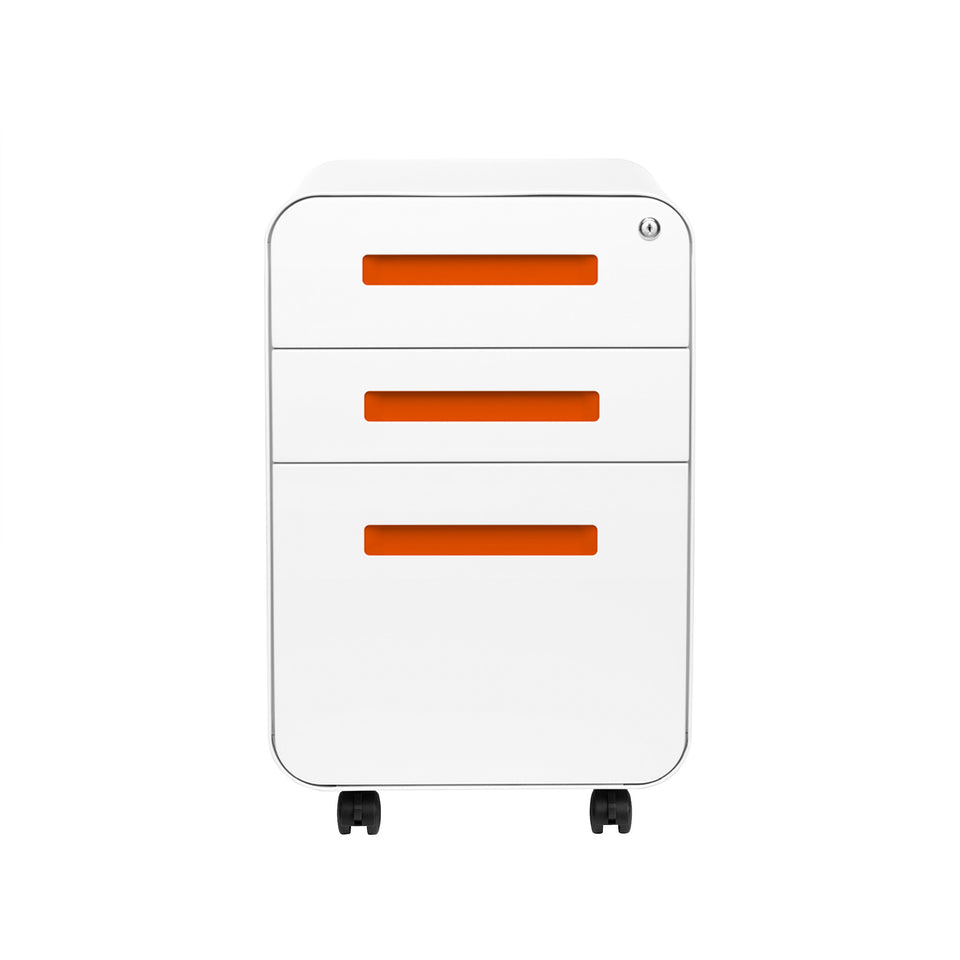 Stockpile Curve File Cabinet (White/Orange)