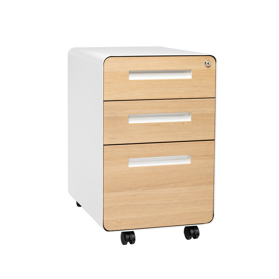 Stockpile Curve File Cabinet (White/Wood Faceplate)
