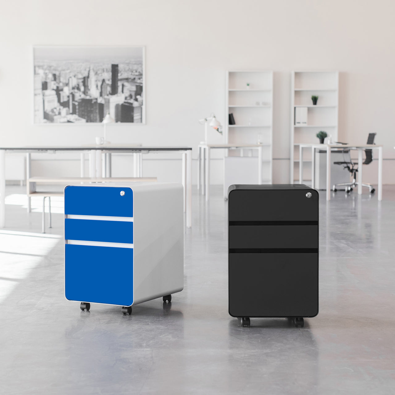 Stockpile Flat 3-Drawer File Cabinet (Black)