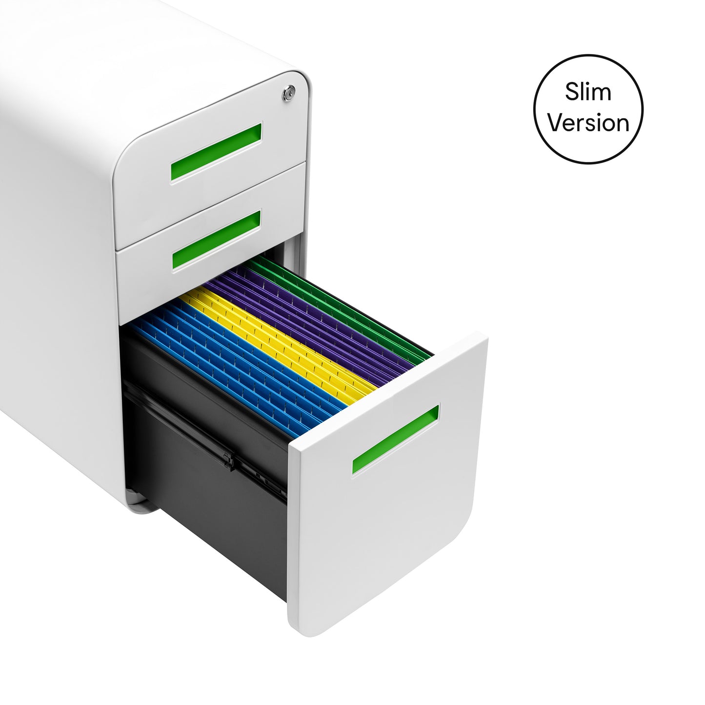 Stockpile Slim File Cabinet (White/Green)