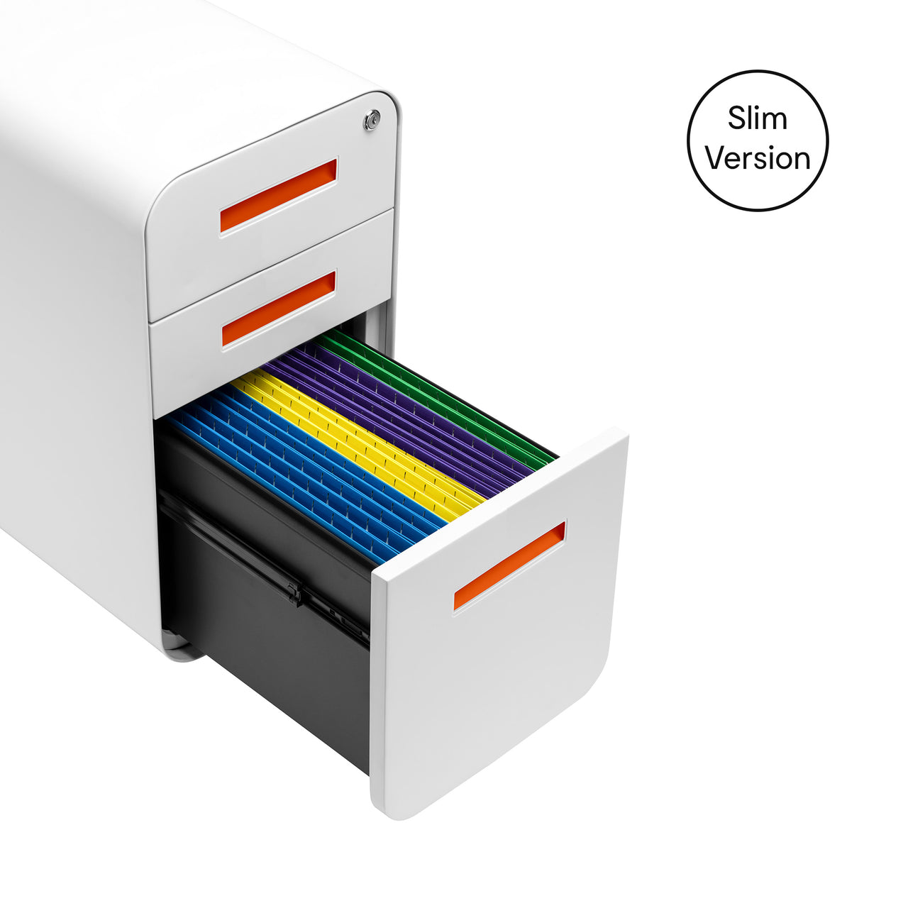 Stockpile Slim File Cabinet (White/Orange)