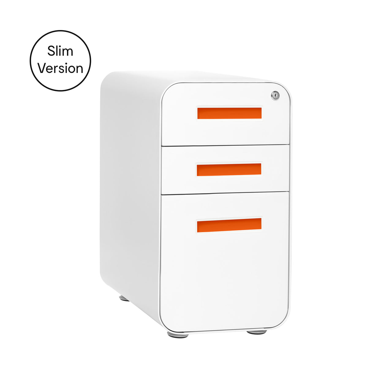 Stockpile Slim File Cabinet (White/Orange)