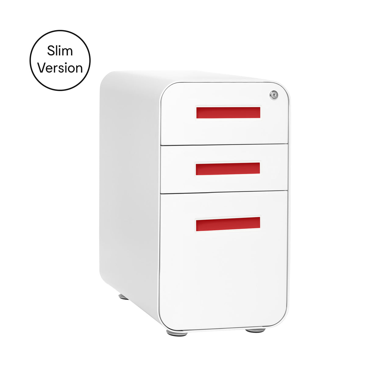 Stockpile Slim File Cabinet (White/Red)